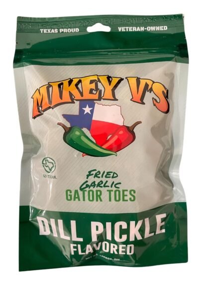 Mikey V's Dill Pickle "Gator Toes", Deep Fried Garlic Snacks, 3.9oz.